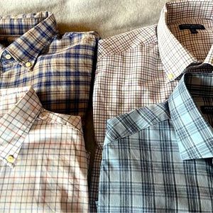 4 Men’s Peter Millar plaid woven shirts all sz M